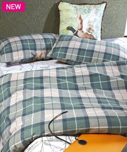 Sheets Extra Double Flannel Set 4 Pcs Chalet 34 KENTIA Green-Brown-Beige  Photo 4
