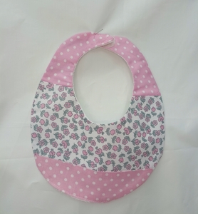 Oval Polka Dot-Floral Bib 1 Piece EFHI Pink-White-Grey 